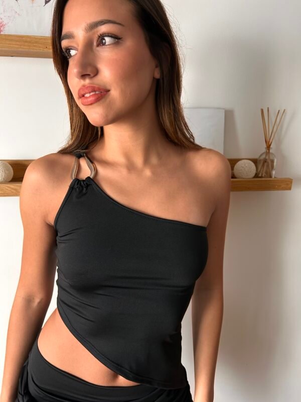 Top one shoulder Alice negro - Imagen 2