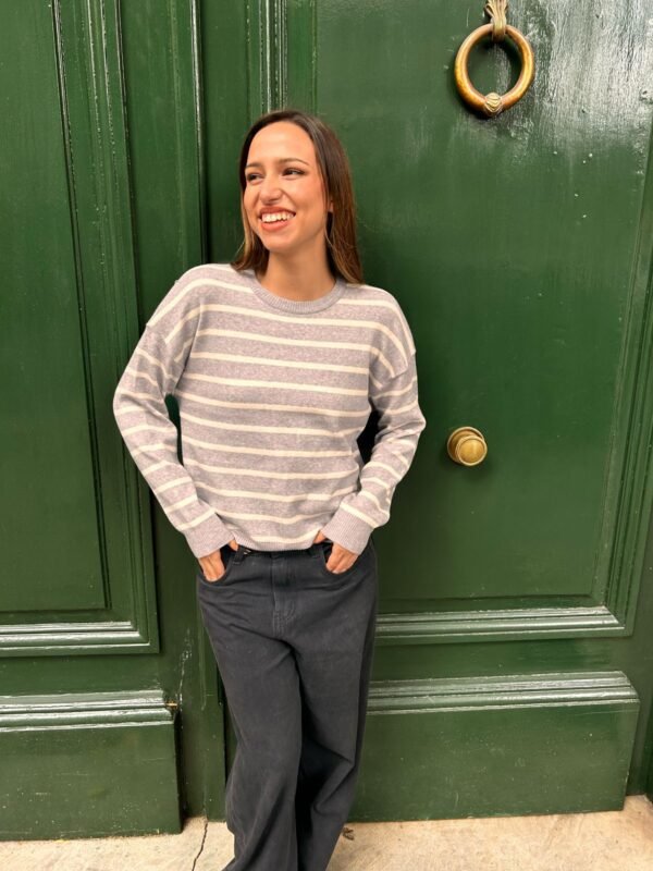 Sweater Jazmin rayado gris melange - Imagen 3