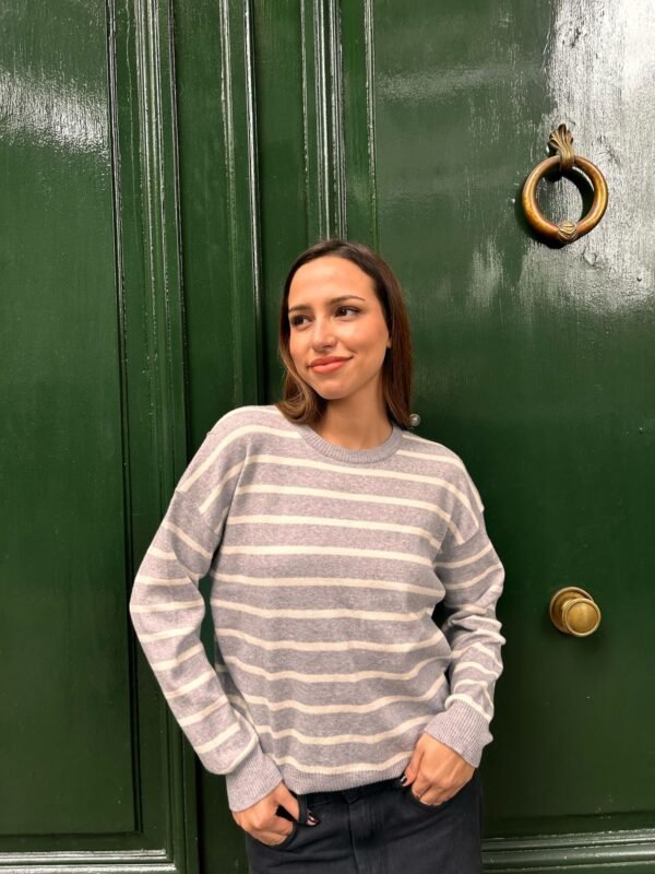 Sweater Jazmin rayado gris melange - Imagen 4
