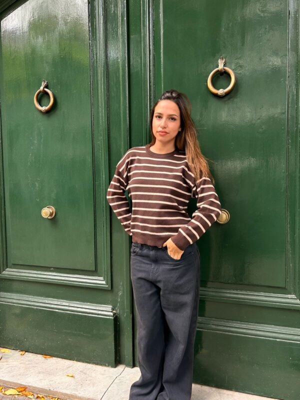 Sweater Jazmin rayado chocolate - Imagen 2